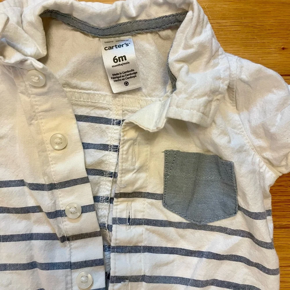 Carter's White and Gray Striped One Piece